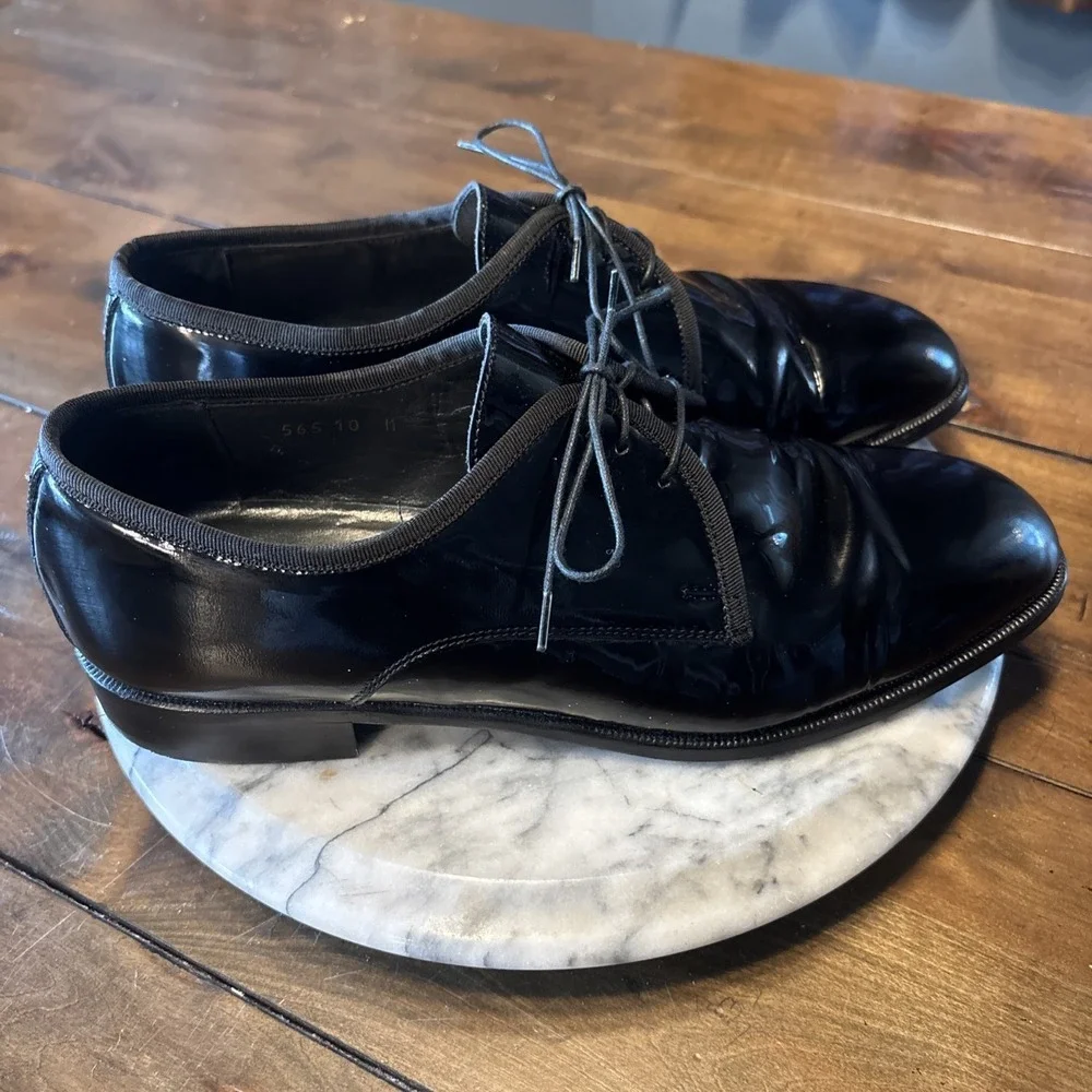 Vito Rufolo Formal Derby Black‎ Patent Leather Tuxedo Dress Shoes Italy Size 10D